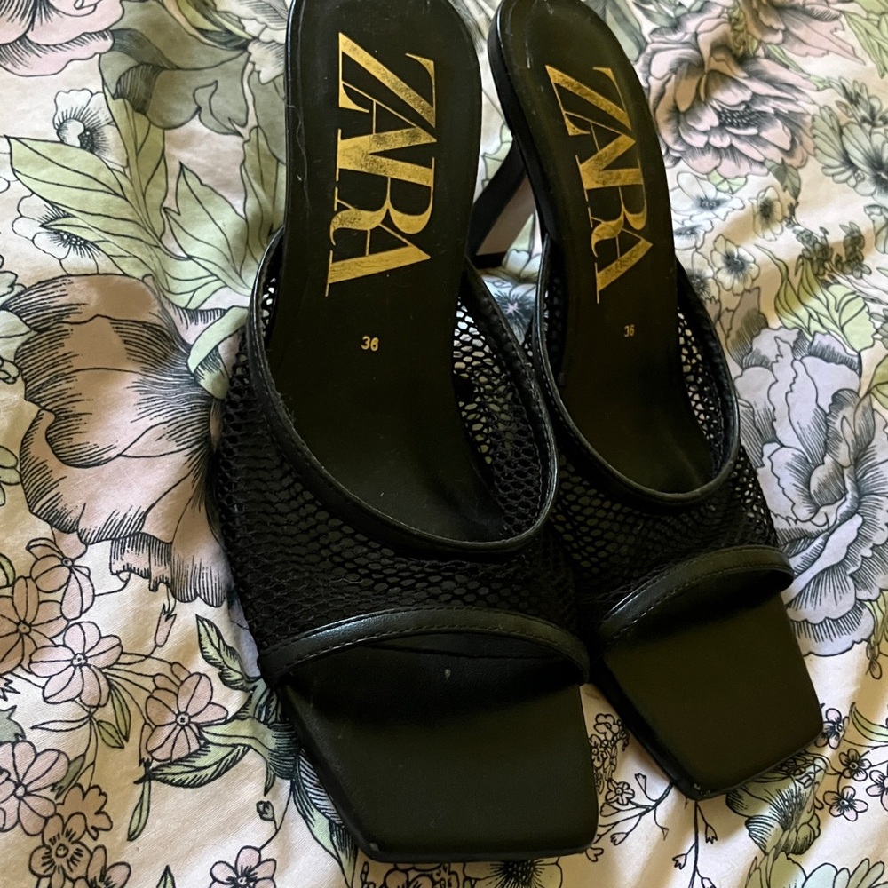 Zara Black Mesh Heels